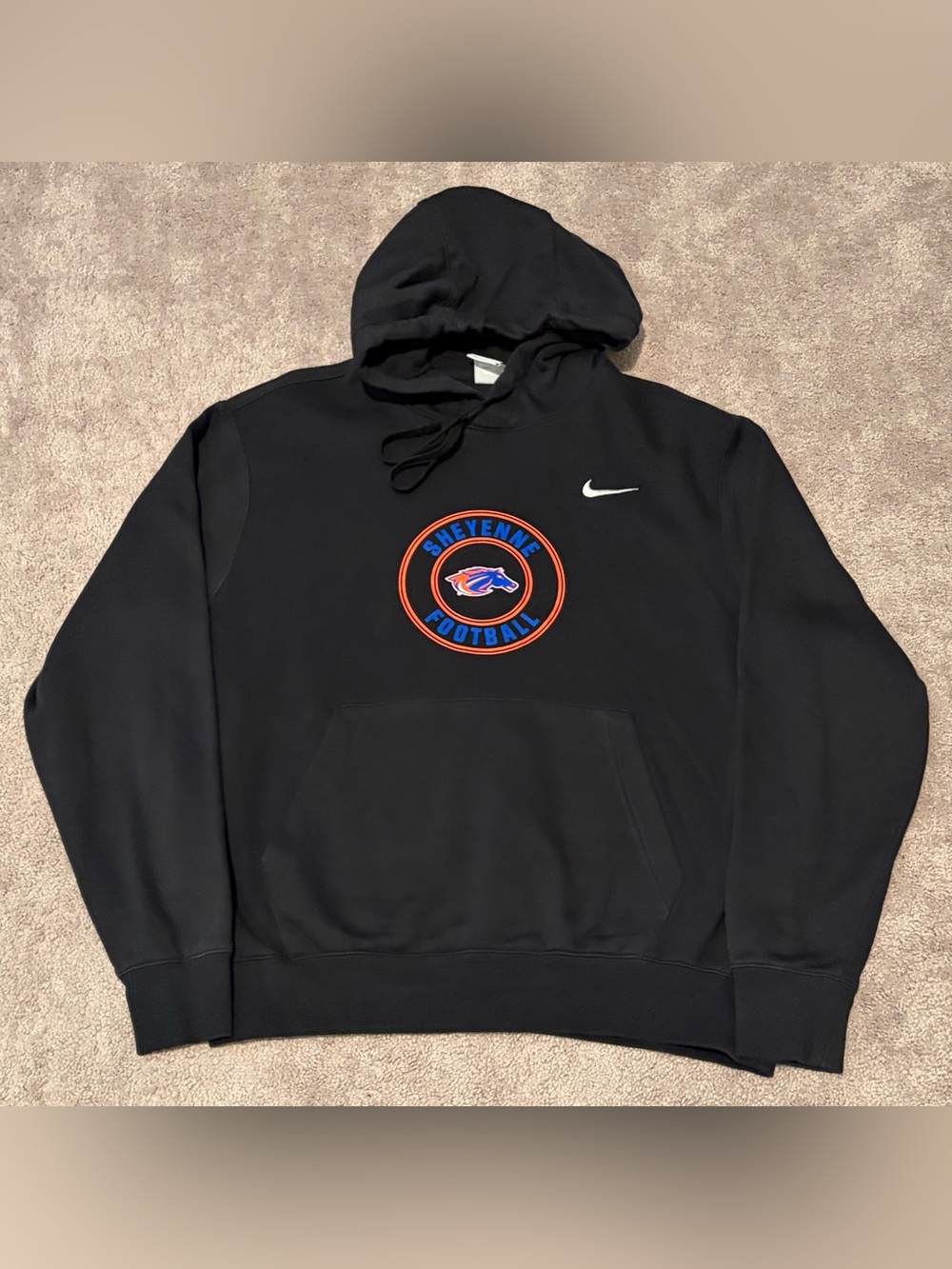 Nike Sheyenne High School Football Hoodie Black Size Medium Mustang Unisex